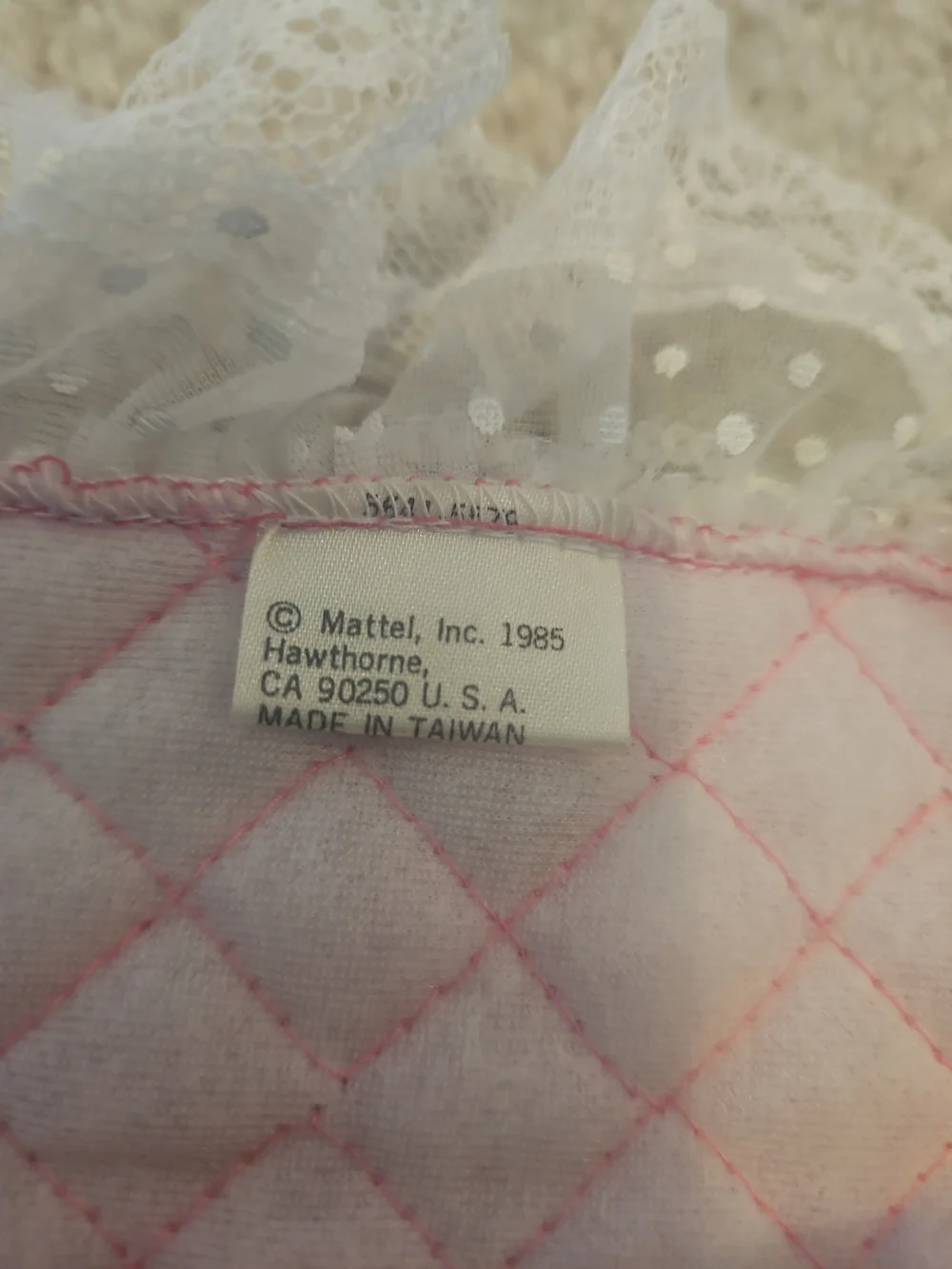 Pink Quilted Lace-Trim Dream Bed Accessory For BARBIE, VINTAGE